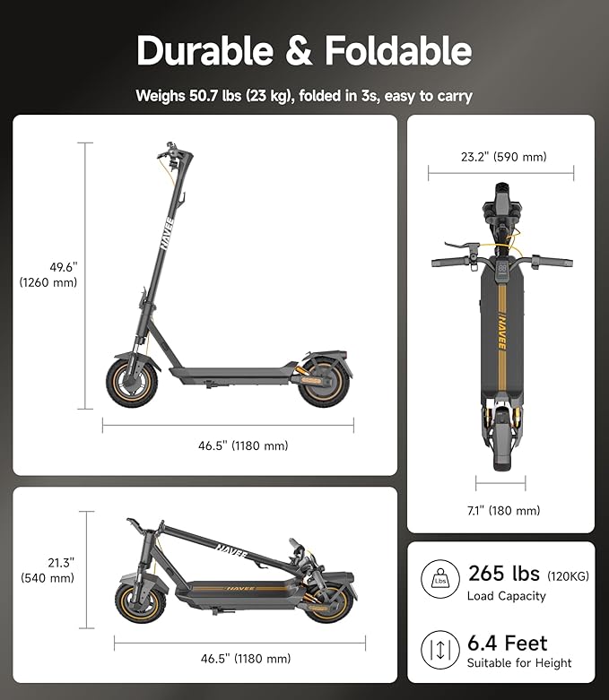 NAVEE GT3/ST3 Series Electric Scooter, 20/25 MPH Top Speed, 47/38/30 Miles Max Range, 1000W/1350W Motor with Dual Suspension, 10" Tires All Terrain, Heavy Duty, Foldable for Adults Teens (UL2272)