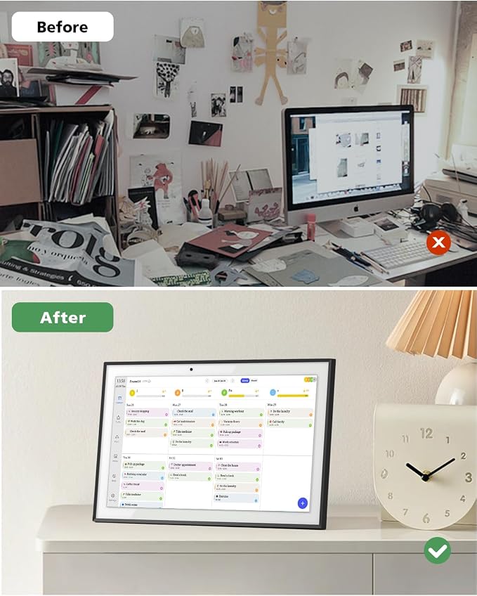 15.6 Inch Digital Calendar Chore Chart, Smart Digital Calendar Wall Planner Picture Frame with HD Touch Screen, Desk & Wall Mount Planner for Family Schedules(White)
