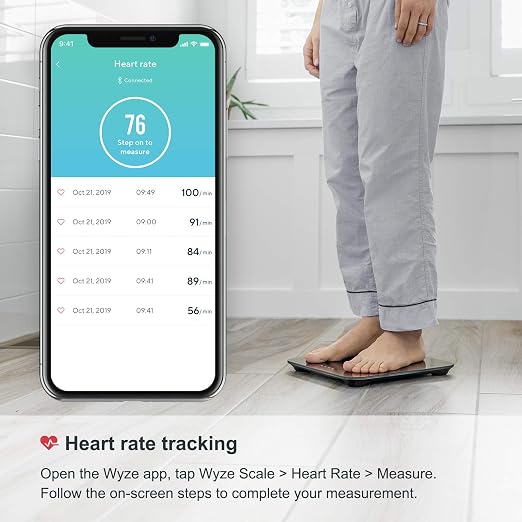 Wyze Smart Scale for Body Weight, Digital Bathroom Smart Scale for Body Fat, BMI, and Heart Rate, 13 Body Composition Analyzer with App, Bluetooth, 400 lb, Dark Blue