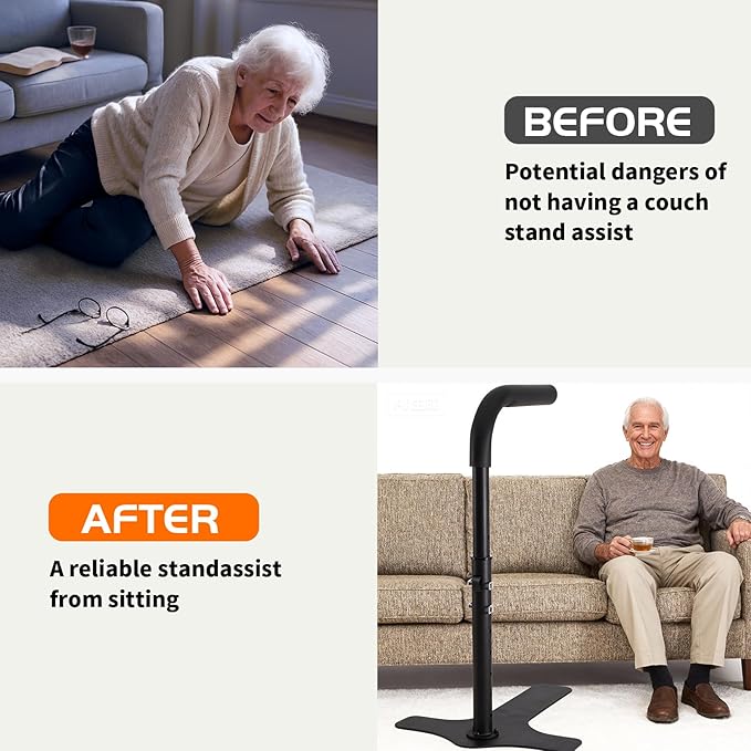 6-Levels Chair Couch Stand Assist Aid for Elderl, Adjustable Couch Cane/Rails/Handles for Seniors Sit to Stand, Sofa Lift Pro Standing Aids & Supports Devices, 400LBS Capacity