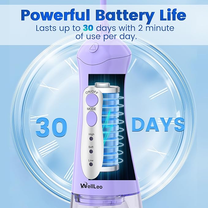 Water Flosser for Teeth, Portable Oral Irrigator Rechargeable Water Dental Flosser Pick with High Pressure 5 Jet Tips, IPX7 Travel Water Flossing for Brace Teeth Cleaner Gum Care
