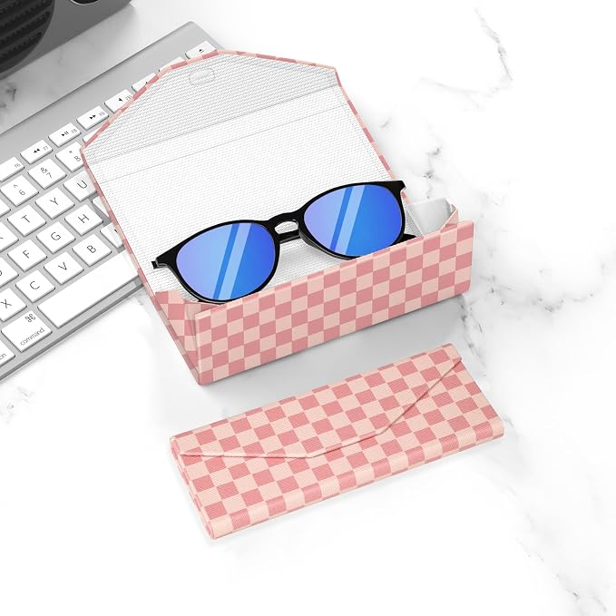 Sunglasses Case, Foldable Glasses Case, Magnetic PU Leather Hard Shell Folding Eyeglass Holder Box, Collapsible Unisex