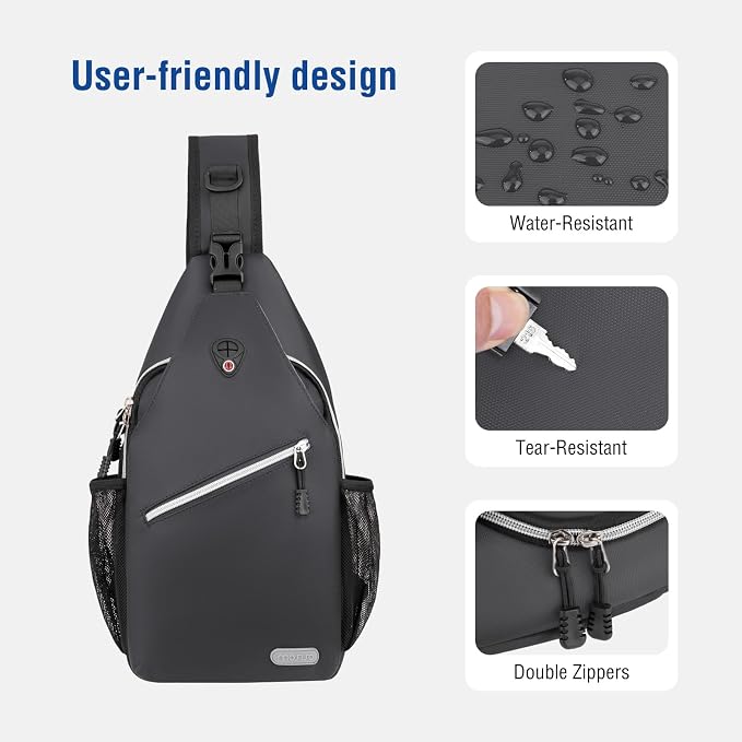 MOSISO Small Sling Bag for Men, Crossbody Shoulder Chest Daypack Bag | Sling Backpack for Casual Travel Hiking