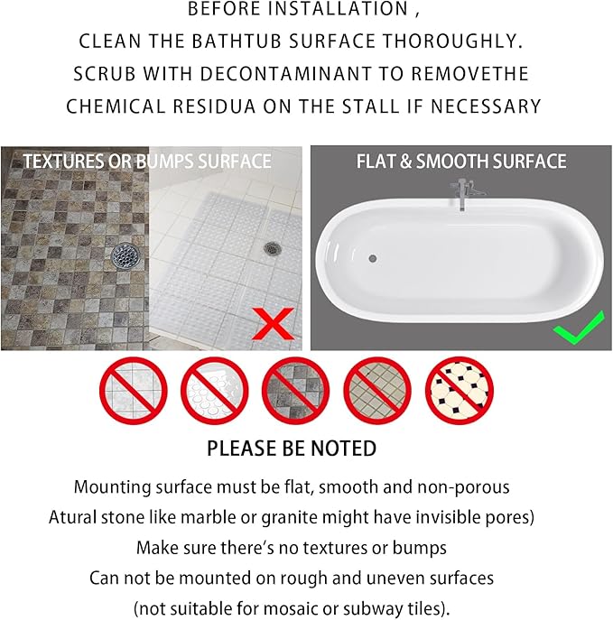 Yimobra Bathtub Mat Non Slip, Super Strong Suction Cups, 27.5"x15.5" Long Shower Mat with Drain Holes, Machine Washable Fast Draining Bath Mats, Bathroom Essentials,Clear Purple