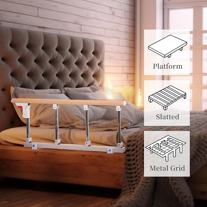 Bed Rails for Elderly Adults, Rail Assist for Seniors Safety,Folding Bed Assist Seniors Safety Bed Guard Rail Handle to Prevent Falling Out of Bed,Bed Side Grab Rail Bed Cane,36.6"x14.2"