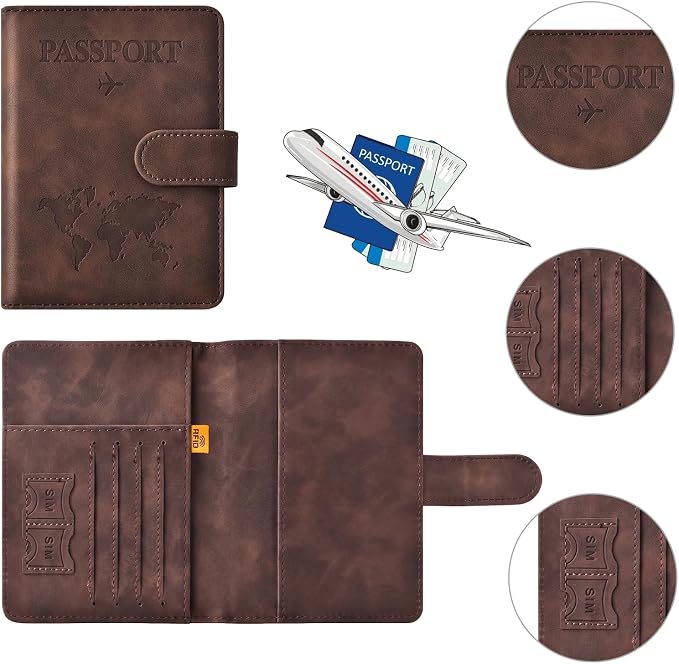 Passport Holder for Travel Women and Men RFID Passport Holder with Card Slots Holder Passport Case Passport cover Passport Wallet Travel Essentials and Accessories