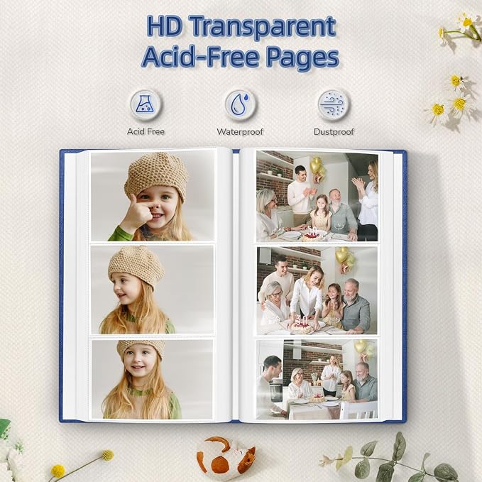 popotop Photo Album 4x6-300 Photos Linen Cover Photo Books with 300 Horizontal Pockets,Slip-in Picture Albums for Family Wedding Anniversary Baby Vacation Pictures