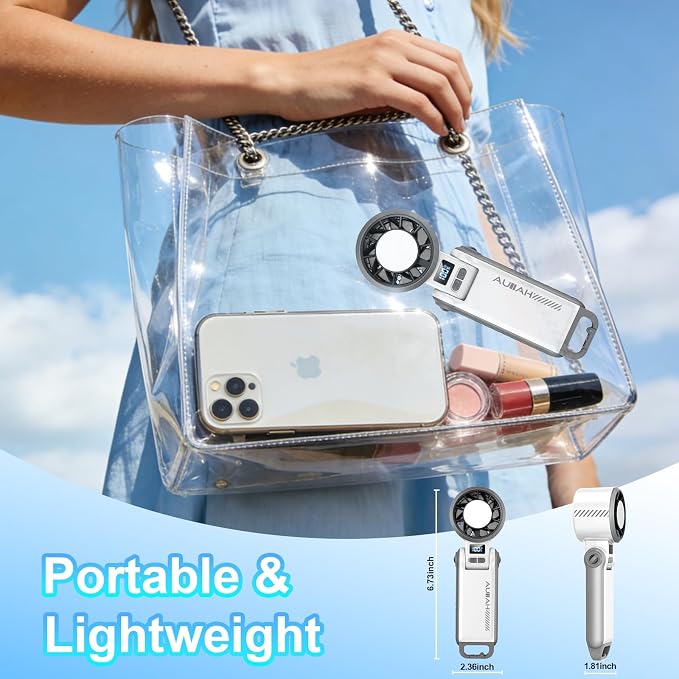 Portable Handheld Turbo Fan - [With Ice Cooling] 100 Speed Mini Personal Fan with Strong Airflow,Foldable 3 in 1 Rechargeable Hand Fans for Travel/Outdoor/Camping/Home/Office, White