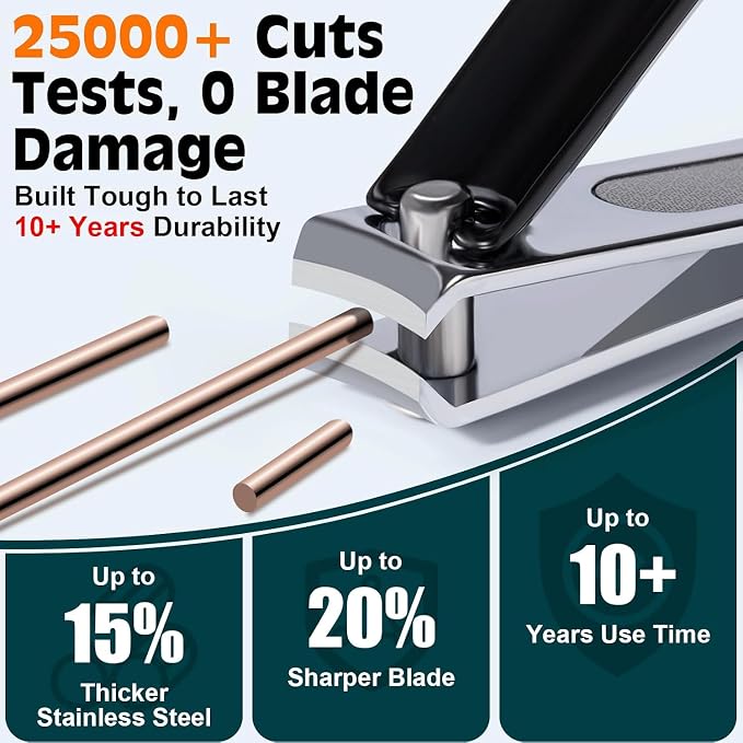 Nail Clippers Set, Fingernail and Toenail Clipper Cutters Kit | Ultra Sharp All-IN-ONE Kit: 15% Thicker Premium Sturdy Podiatrist Toe Nail Care Tools. Perfect Grooming Gifts with Case