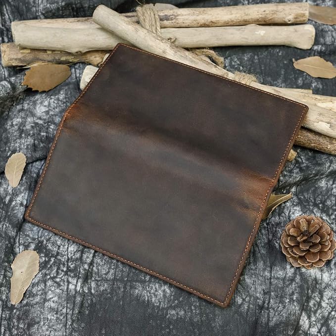 Genuine Leather Long Wallet for Men, Large Capacity Purse Clutch Bag Handbag Checkbook Cash Credit Cards Phone Holder | Large Capacity