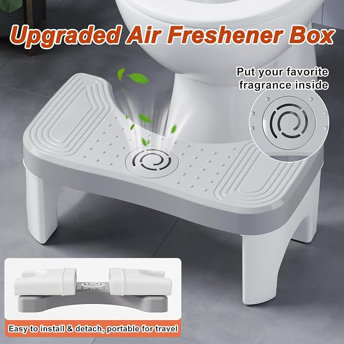 Recximi Toilet Stool Squat Adult, Pooping Foot Stool for Adults, Travel Potty Squatting Stool for Toilet, Step for Seniors, Toilet Assistance Steps Poop Bench for Feet, White