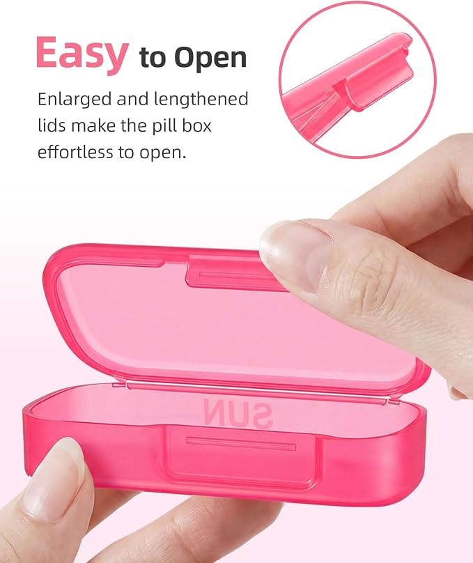 PULIV Weekly Pill Organizer with Large Capacity, Dual Protection Pill Box 7 Day, Arthritis Friendly Pill Case Easy to Open, Medicine Organizer for Vitamins, Medications, Fish Oils, Supplements (Pink)