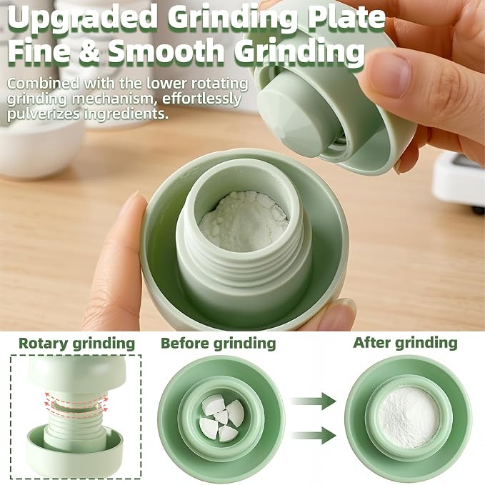 Mini Pill Cutter Splitter with Grinding Function, 2-in-1 Portable Pill Grinder for Travel & Pet, Precise Cutting for Pills Vitamins
