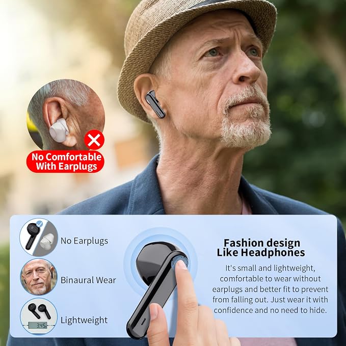 Hearing Aids, Earbyear Rechargeable Hearing Aids for Seniors with Noise Cancelling, Hearing Amplifier Personal Sound Amplification Devices with Portable Charging Case