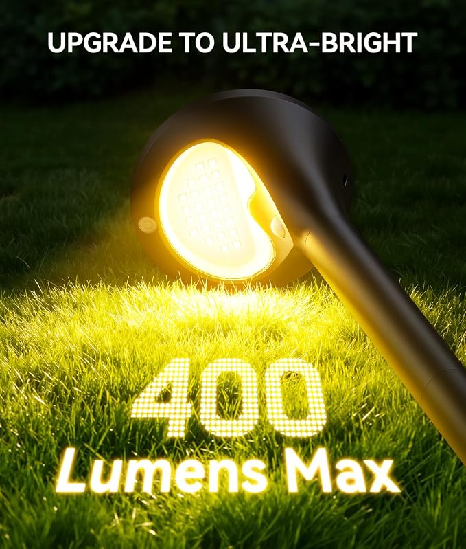 Solar Pathway Lights Outdoor with Motion Sensor, 6 Pack Security Solar Garden Lights, 400LM Bright LEDs, Larger Glass Panel, 3 Modes Waterproof Path Lights for Yard Patio Walkway Driveway