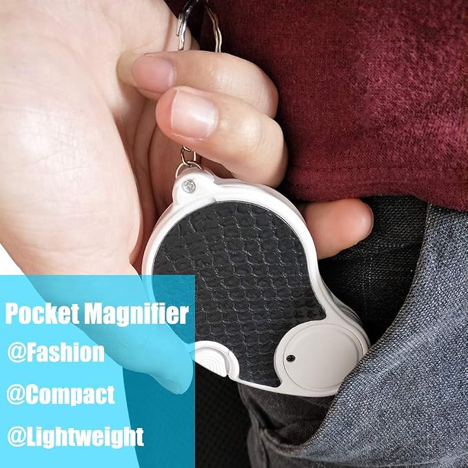 TECHSHARE Magnifying Glass with Light, Lighted Magnifying Glass, Handheld Pocket Magnifier Small Illuminated Folding Hand Held Lighted Magnifier for Reading Coins Hobby Travel - 45 Mm Diameter