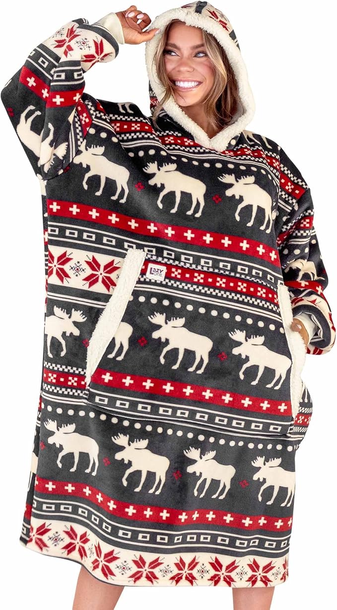 LazyOne Oversized Blanket Hoodie, Oversized Hoodies for Women and Men, One Size Fits All Wearable Blankets