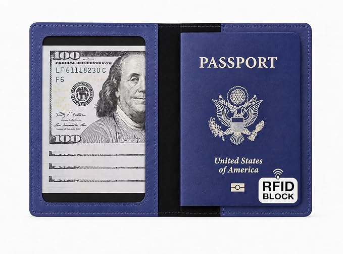 Ciana Passport Holder for Travel, RFID Passport Wallet, Leather Passport Cover & Card Holder for Men & Women, Slim Travel Wallet, Passport Case (Purple)