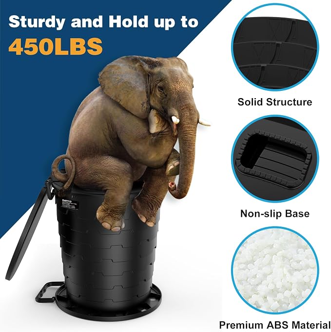 Camping Toilet,Height-adjustable Toilet, Portable Toilet for Camping, Car | Foldable Portable Potty with Toilet Bags and Paper Holder, for Camping, Outdoor, Hiking, Truck, RV, Beach