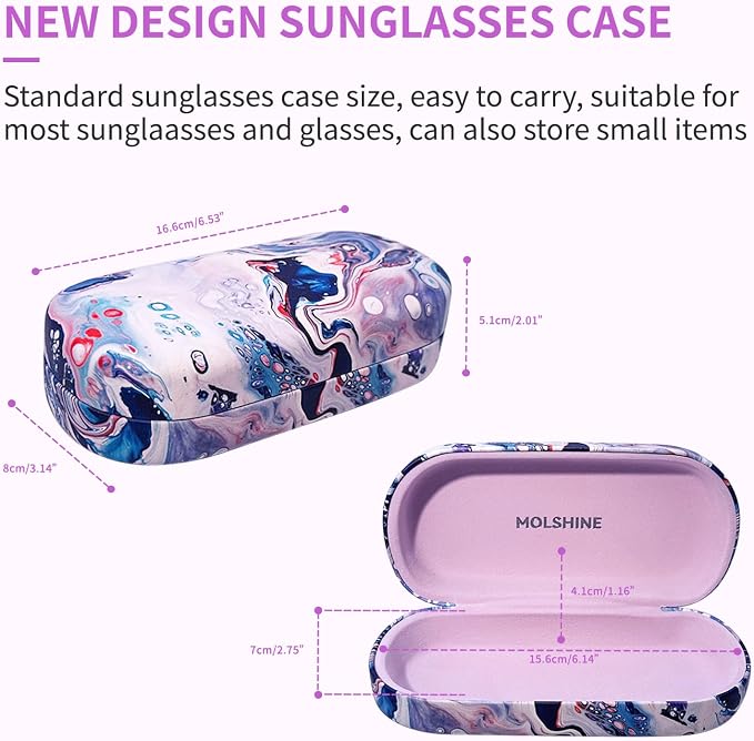 molshine Hard Shell Sunglasses Case,Classic Large Glasses Case for Women Men,Sunglass Eyeglasses