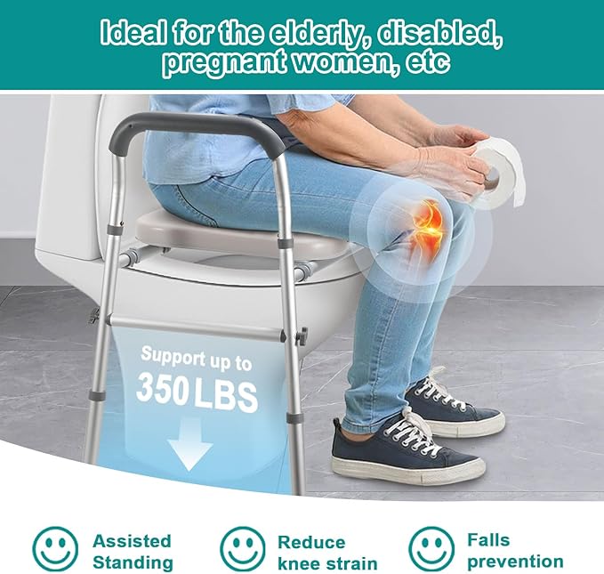Raised Toilet Seat with Handles, Raised Toilet Seat for Seniors,Fits Most Toilets,Easy Installation for Medical,Elderly and Disabled,Raised Toilet Seat 350lbs Capacity,Elevated Toilet Seat
