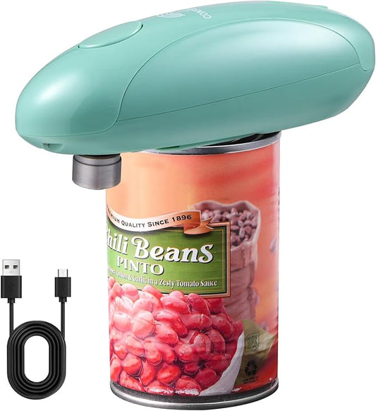 Auto Electric Can Opener for Seniors - Upgraded One Touch Automatic Rechargeable Electric Can Openers Smooth Edge Cutting,USB Type-C Charging,Built-in Lid Lifter (Green)