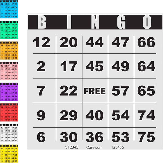 100 Bingo Cards, Large 4.5 x 4.5 Inch, White, Paper Bingo Sheets | 8 Color Options, Premium Cardstock, Disposable with Daubers or Reusable with Chips — Proudly Made in USA
