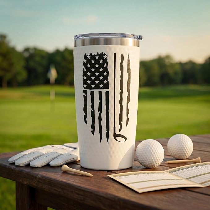 Golf Gift for Dad - Funny Golf Dads Gifts from Daughter Son Kids, Best Dad By Par Tumbler for Men Golfers Golf Lovers, Unique Golf Coffee Mug Cup for Fathers Day Christmas Birthday - Dimpled 20oz