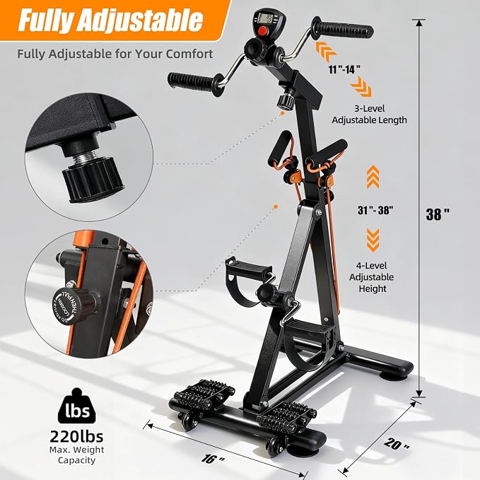 Arm and Leg Exercise Pedal Machine for Seniors, Seated Rehabilitation Bike for Physical Therapy, Elderly Stroke Recovery & Mobility Training Equipment
