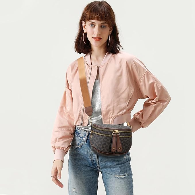 KKXIU Crossbody Bags for Women Vegan Leather Travel Bum Bag | Trendy Fanny Waist Pack | Shoulder Purse with Adjustable Strap