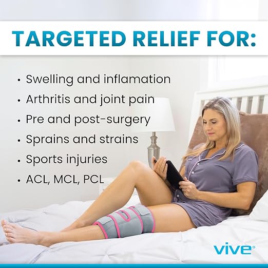 Vive Knee Ice Pack Wrap - Cold/Hot Gel Compression Brace for Pain Relief | Strap for Arthritis Pain, Tendonitis, ACL, Athletic Injury, Osteoarthritis, Women, Men, Running, Meniscus, Patella, & Surgery