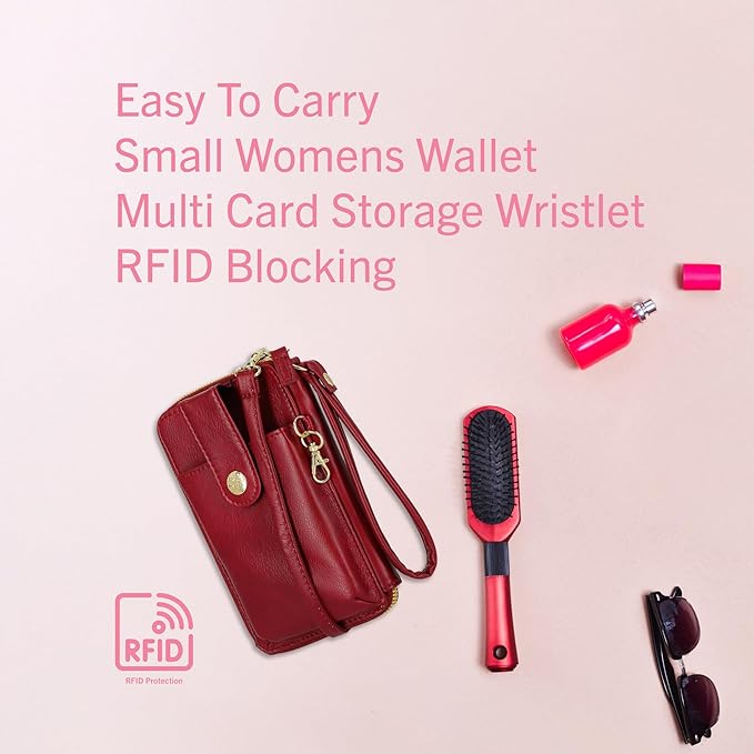 Mundi Jacqui RFID Crossbody Wallet for Women, Vegan Leather Small Travel Handbag with Phone Holder, Compact Organizer with Card Slots and Removable Strap, Vacation Purse in Make A Wish