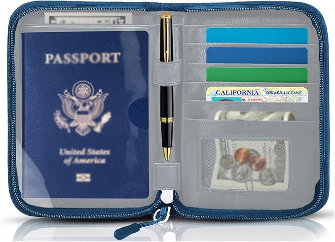 Passport Holder for Travel, RFID Blocking Wallet for Couples Men and Family | Multi-compartment organizer holds passports, cards, tickets, IDs and cash for women, couples and international family travel