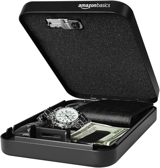 Amazon Basics Portable Security Case Lock Box Safe with Combination Lock for Documents, Valuables and Personal Items,Black, XXL (Pack of 4)