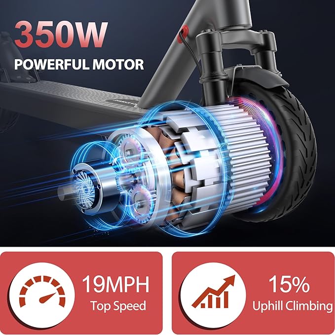 Maxshot Electric Scooter, 8.5" /10" /14" Tire, 16/19/22 Mph Top Speed, 12/16/21/27/28/49/50 Miles Long Range, Folding Escooter for Adults and Kids with Seat Bag, Dual Braking, Dual Suspension, App