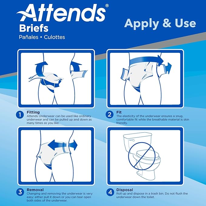 Attends Confidence® Adult Unisex Disposable SmartCool® Briefs, X-Large, 58"-63" Waist, SecureGrip Tab Closure, Ultimate Absorbency, Breathable Materials, 20ct Bag