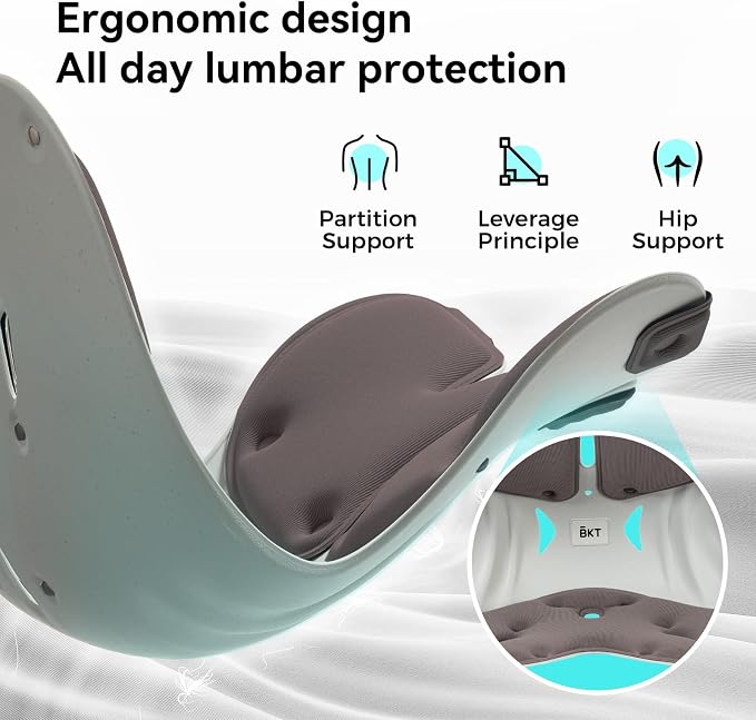 BKT Ergonomic Seat Cushion - Lumbar Support Pillow for Office Chair & Floor | Premium upgraded materials for long sitting. Comfort for students, nursing mothers, office workers and outdoor fishing trips