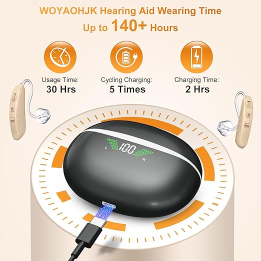 Hearing Aids, Hearing Aids for Seniors and Adultos - Hearing Aid Rechargeable for Hearing Loss,16-Channel Digital OTC Hearing Aid with Noise Cancellation, Volume Control and Portable Charging Case