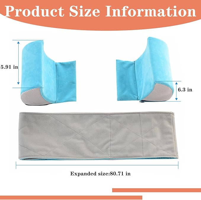 Wheelchair Lateral Support Cushion, Blue, Modern Style, Pillow Back, Flannel Material, Adjustable Size, Indoor Use