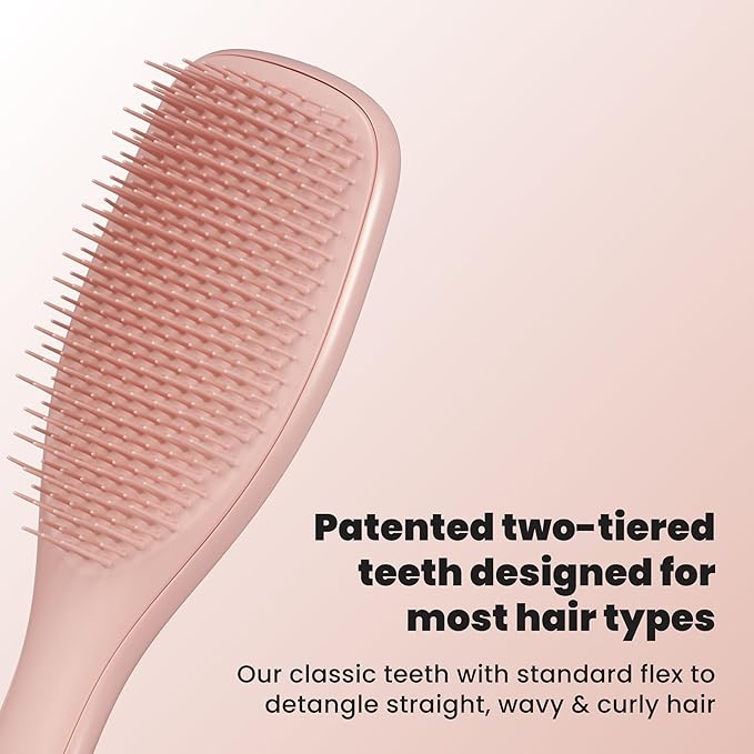 Tangle Teezer Ultimate Detangler Brush, Straight to Wavy, Summer Rose | Patented two-tier, regular-flex teeth reduce breakage & split ends on wet or dry hair; Shower-friendly hairbrush for all ages