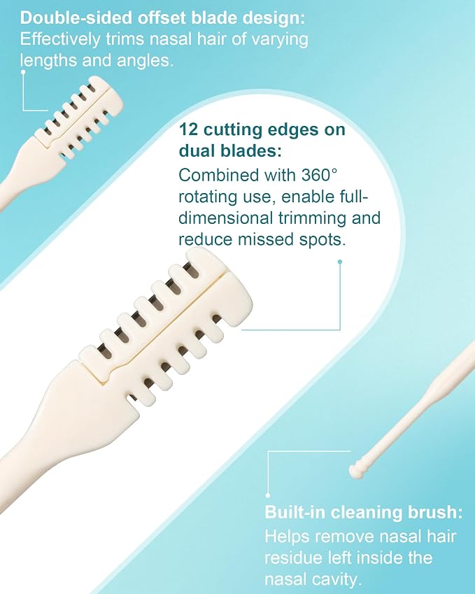 20PCS Nose Hair Trimmer for Men & Women, Nasal Hair Cutter, Nose Razor | 2-in-1 Manual & Portable Nose Trimmer, Double Sided Nose Hair Remover with Cleaning Brush