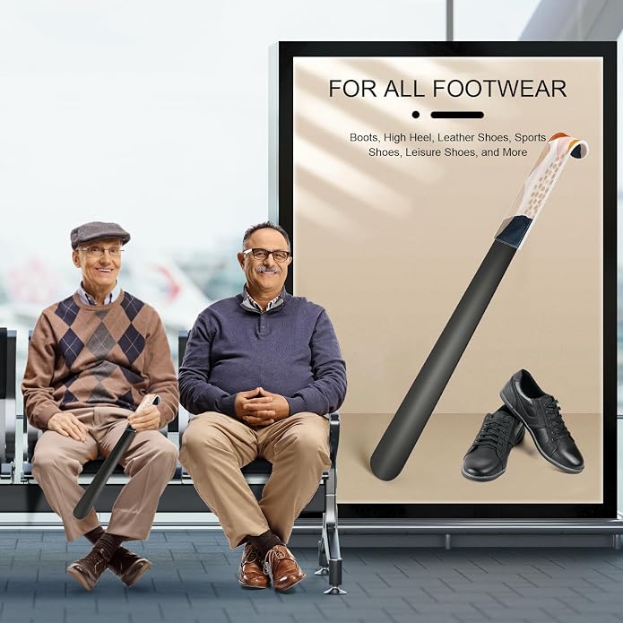 16.5 Inch Long Handle Shoe Horn for Seniors Men Women Kids, Metal Shoe Horns for Boots