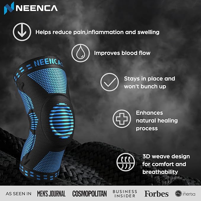 NEENCA Professional Knee Brace for Pain Relief, Medical Knee Support with Patella Pad & Side Stabilizers, Compression Knee Sleeve for Meniscus Tear, ACL, Joint Pain, Runner, Workout (Blue, X-Large)