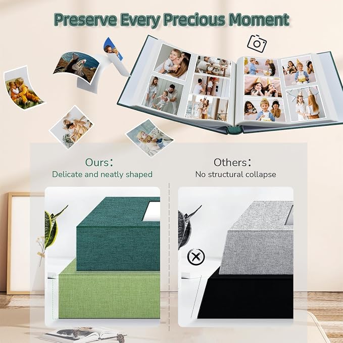 popotop Photo Album 4x6-600 Photos Photo Books with 600 Horizontal and Vertical Pockets,Linen Cover Albums for Family Wedding Anniversary Baby Vacation Pictures