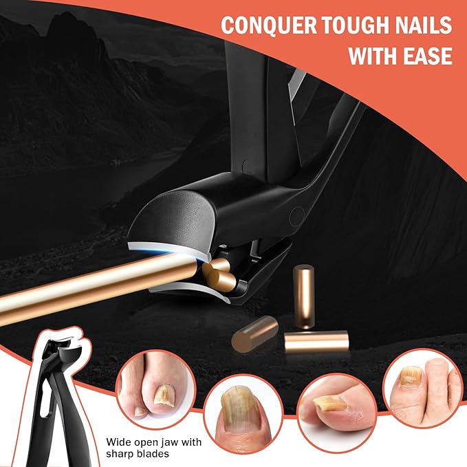 BEZOX Toenail Clipper for Thick Nails - Large Toe Nails Clipper for Seniors for Thick Toenails with Metal Nail File, Premium Nail Cutter Trimmer for Men and Women - Black