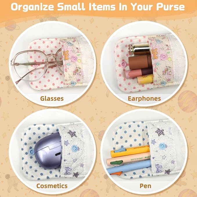 2PCS Sunglasses Pouch with Cleaning Cloth Soft Cotton Lining Glasses Case Quilted Eyeglass Pouch for Women and Girls