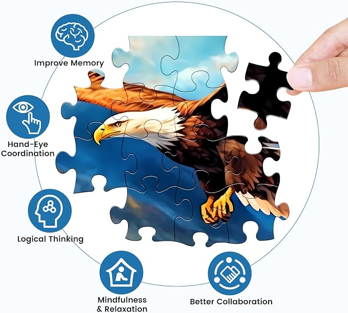 500 Pieces Puzzle for Adults，Bald Eagle Puzzle Mountain Lake Jigsaw Puzzle | Animal Jigsaw Puzzle 500 Pieces Challenging Game Recycled Cardboard Home Decor Birthday Party Gift Toy for Teens Seniors