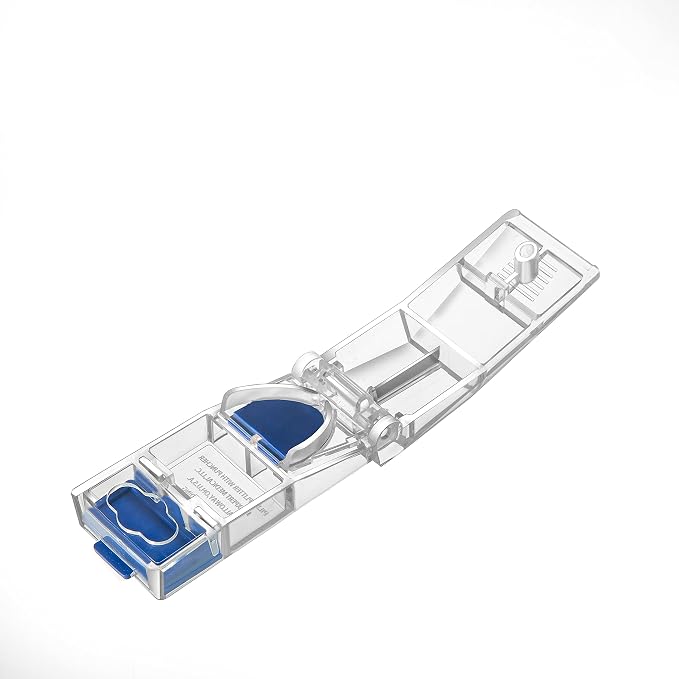 MAXSPLIT Pill Splitter and Cutter - with Pill Puncher - Cuts Small and Large Pills, Vitamins, Tablets, Sharp Stainless Steel Blade, Non-Slip Press Point (Blue)