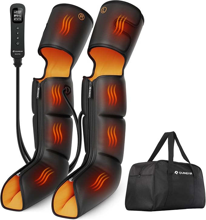 QUINEAR Leg Massager, 3-in-1 Heat and Compression Therapy, Air Compression Leg Recovery System, Leg Massage Boots for Circulation and Pain Relief, FSA-HSA-Eligible