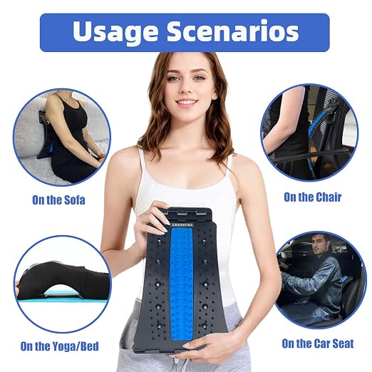 Back Stretcher, 3 Level Adjustable Lumbar Back Cracker Board, Back Pain Relief Device, Back Massage, 84 Massage Points and 10 Magnetic Points, Relief for Lumbar Area Pain, Scoliosis Aid, Spine, Herniated Disc, Lumbar Support Board, Extra NBR Pad & Sili...